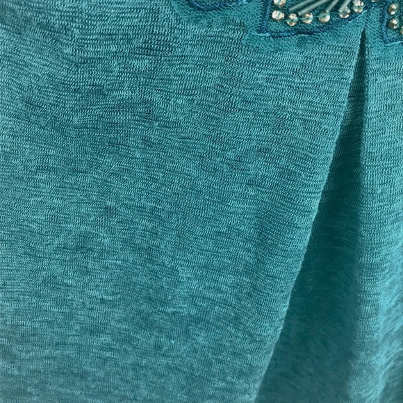 FREE PEOPLE Deep Turquoise Beaded Neckline ‘Persephone’ Slub Knit Swing Tank Top - Picture 4 of 8